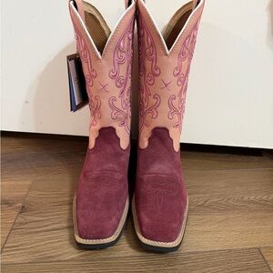Twisted X Pink and Burgundy Women's Western Suede Boots
